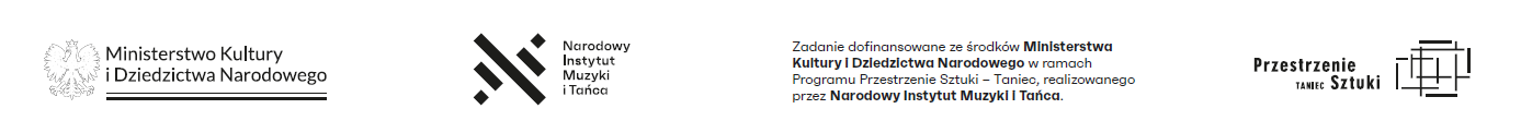 Rząd czterech logotypów: Ministerstwa Kultury i Dziedzictwa Narodowego, Filmoteki Narodowej - Instytutu Audiowizualnego, deklaracja wsparcia finansowego oraz stylizowane logo Studia 1.